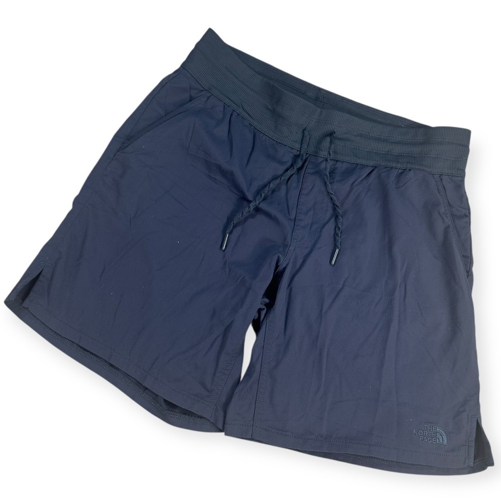 The North‎ Face Womens Shorts Navy Blue Drawstring Elastic Waist Logo Sz M